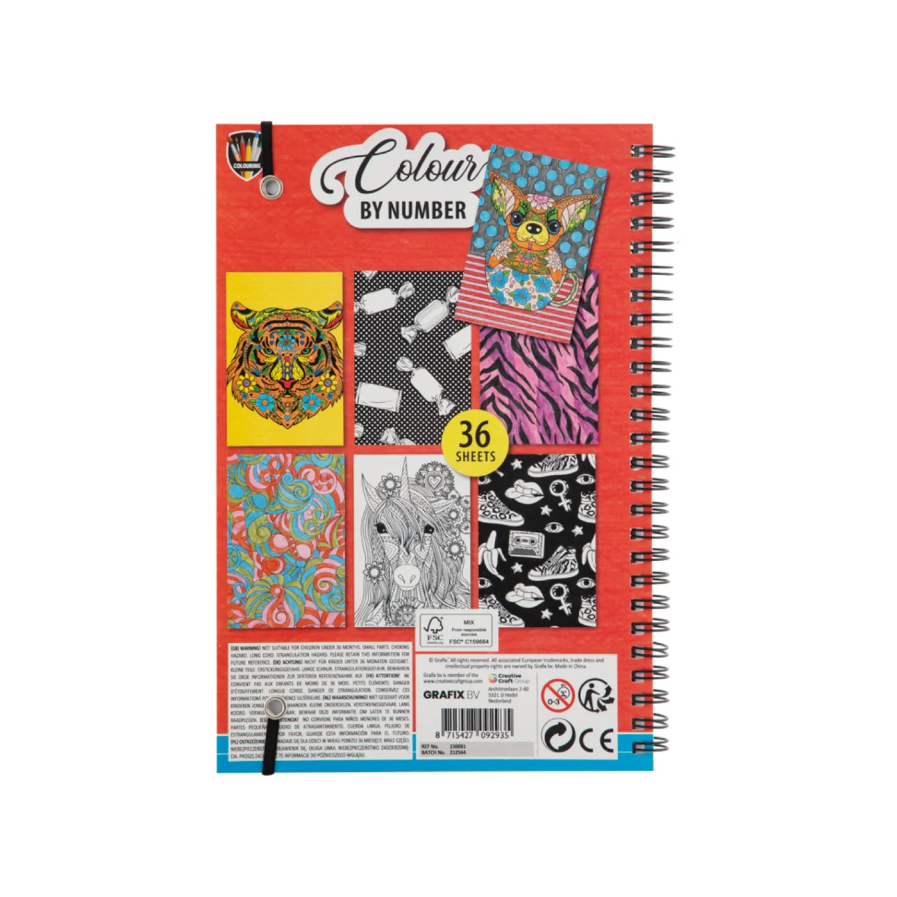 Kleurboeken>Grafix Kleurboek Kleuren Op Nummer Met 6 Potloden