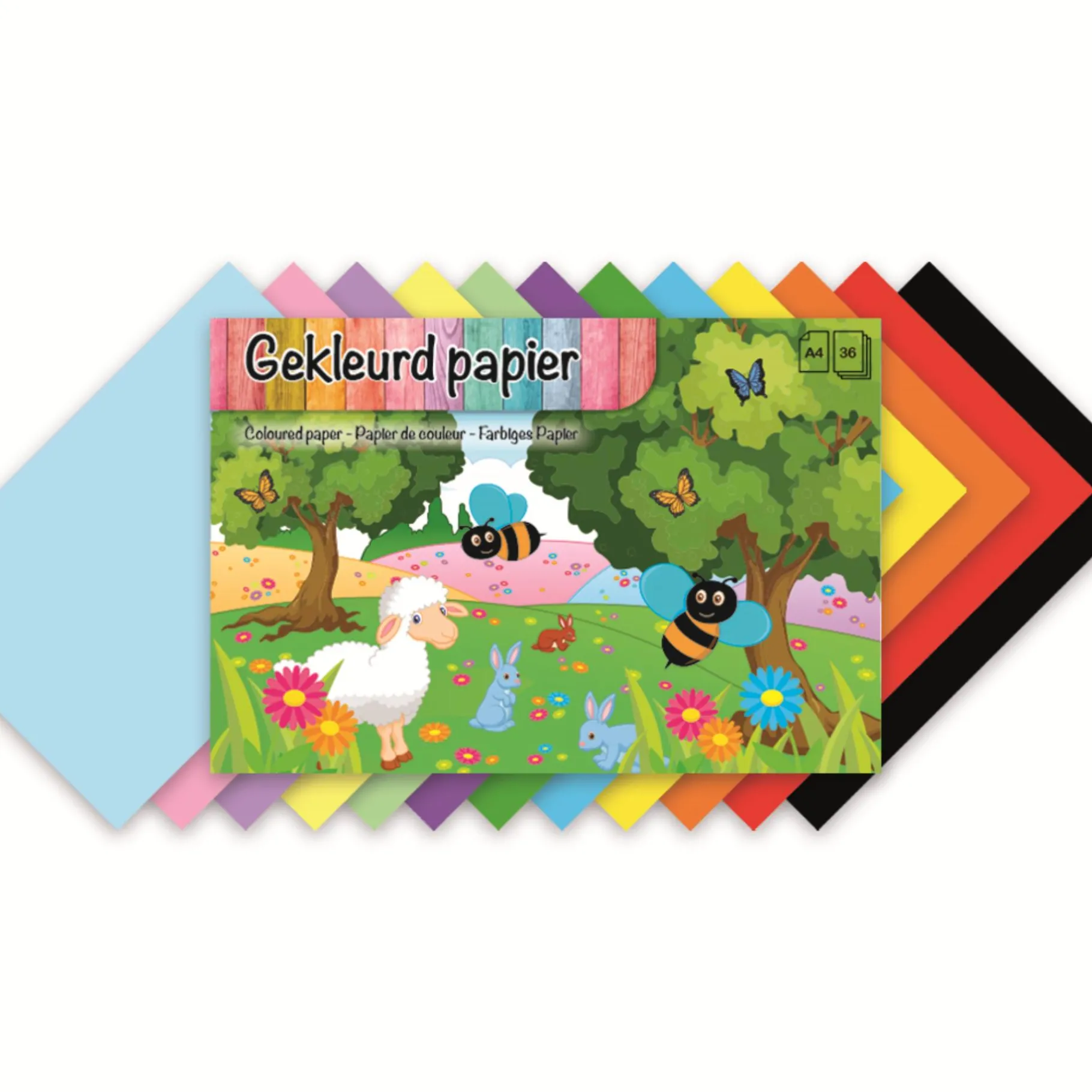 Papier> Knutselpapier A4 Gekleurd 36 Vellen