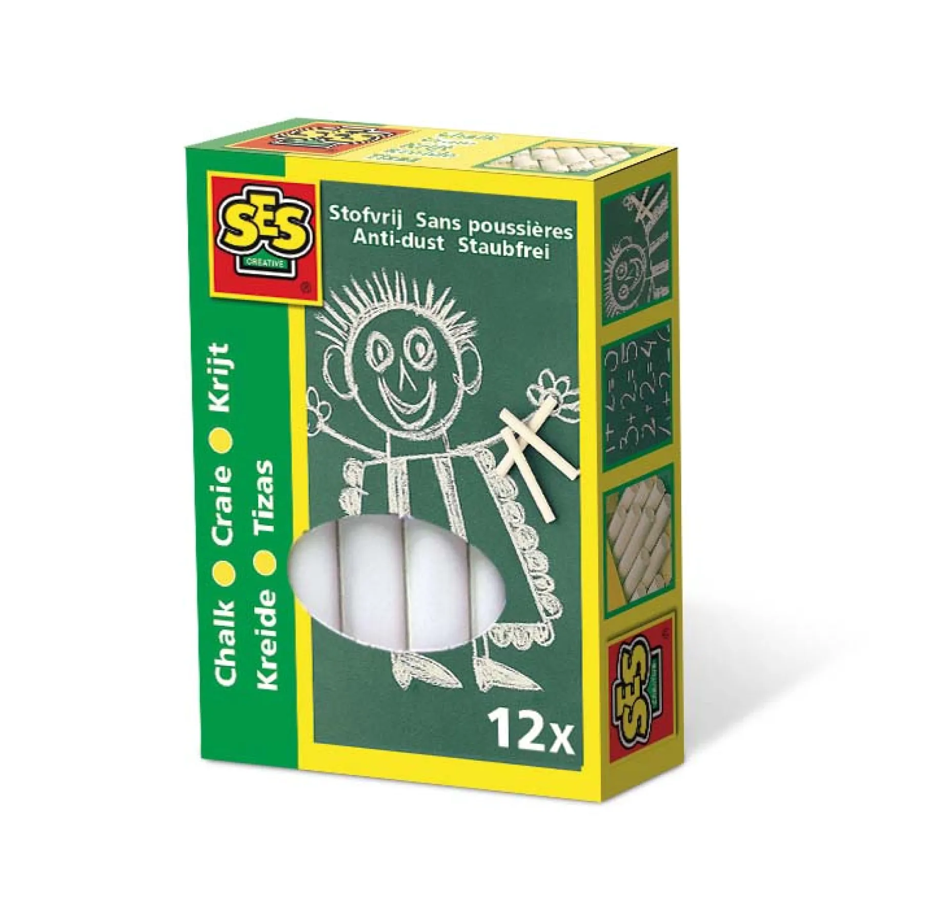 Schoolborden>Ses Krijtjes Wit 12 Stuks