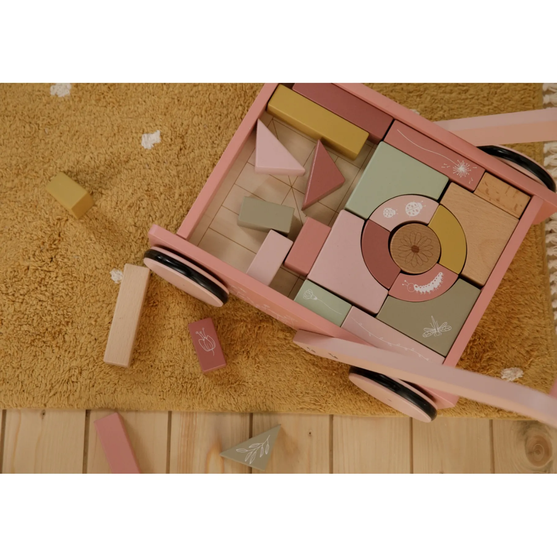 Houten Blokken>Tiamo Little Dutch Blokkenkar Roze