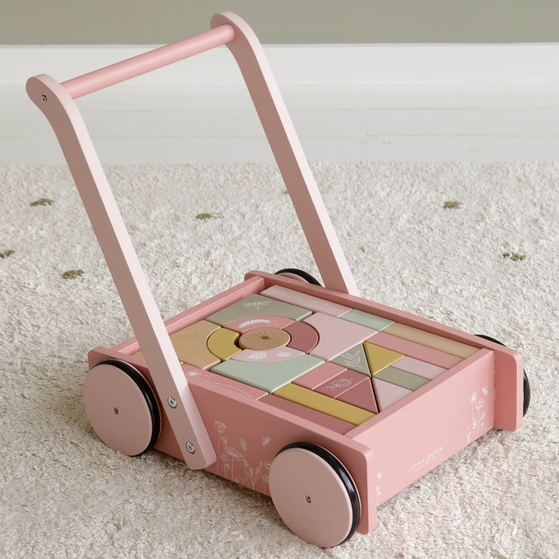 Houten Blokken>Tiamo Little Dutch Blokkenkar Roze