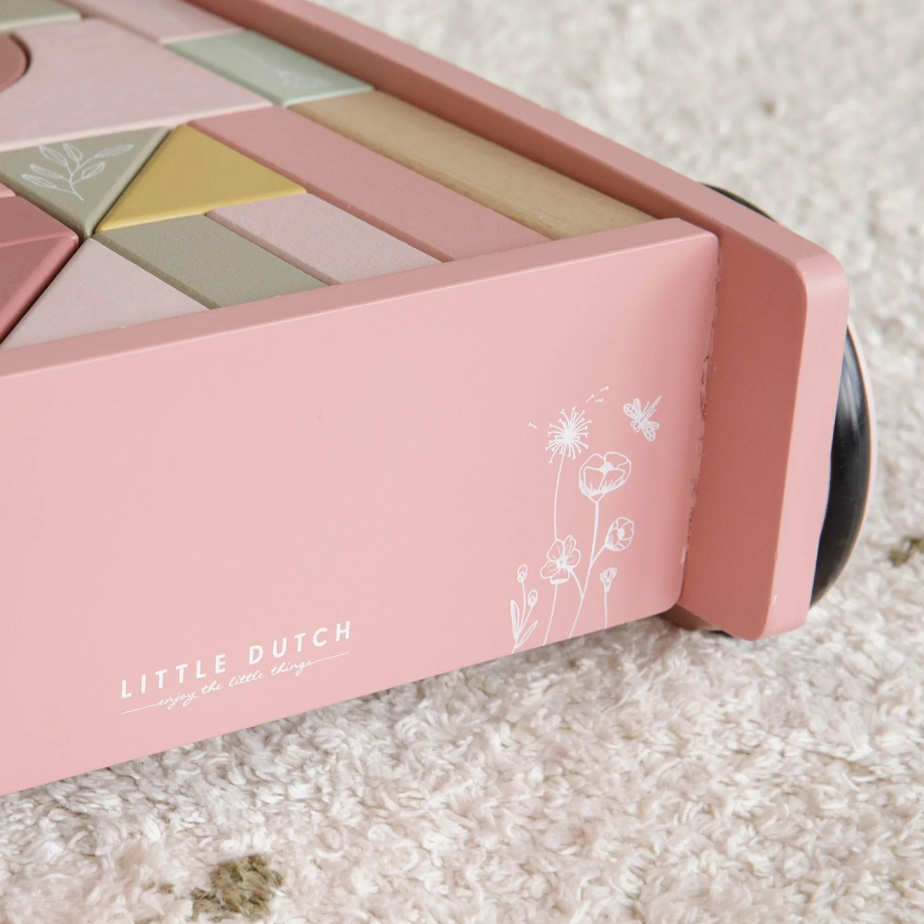 Houten Blokken>Tiamo Little Dutch Blokkenkar Roze