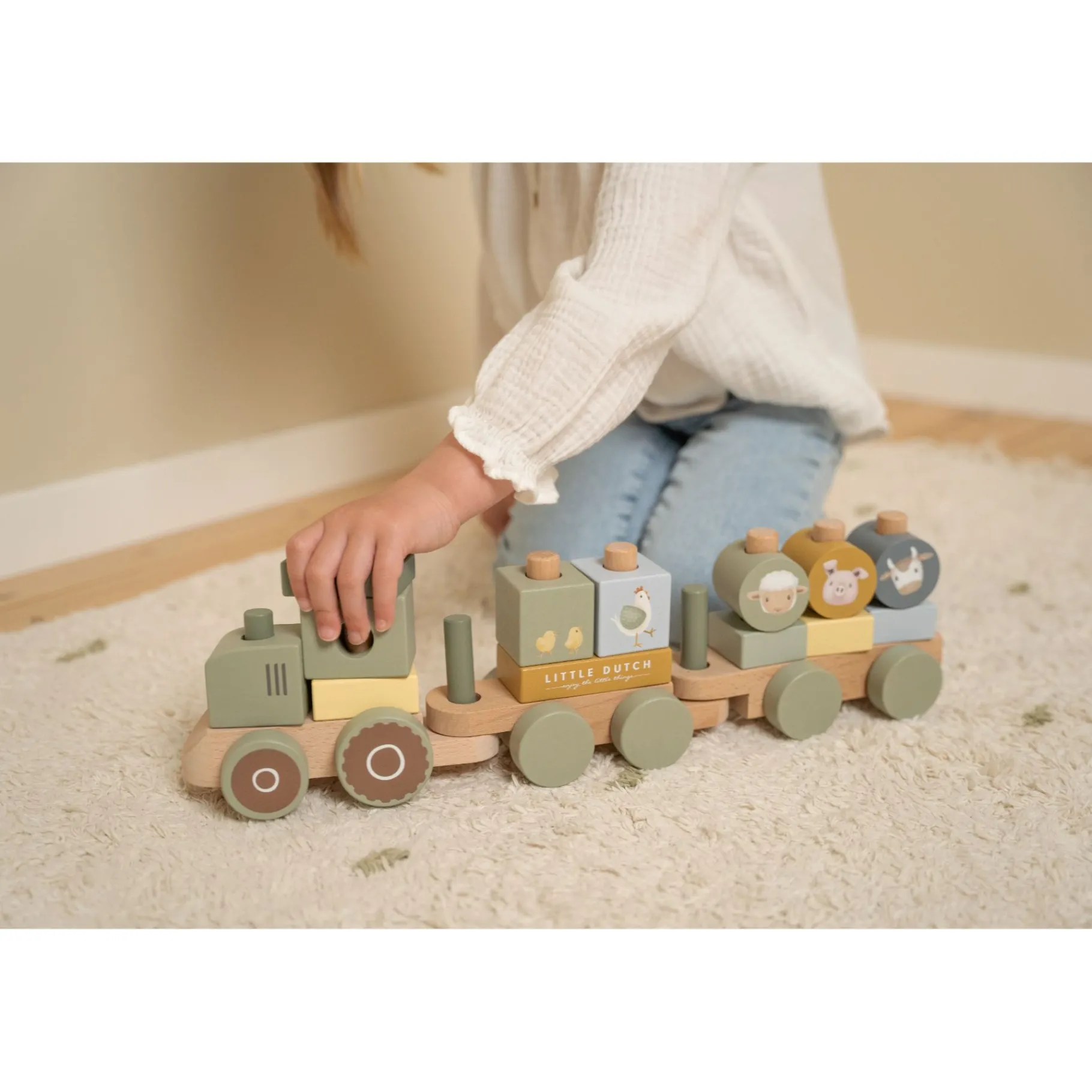 Bouwstenen>Tiamo Little Farm Blokkentrein Tractor