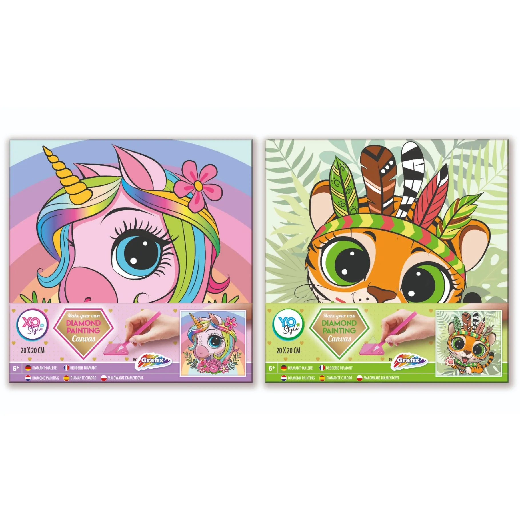 Diamond Painting>Grafix Maak Je Eigen Diamond Painting Canvas 20x20 cm 2 assorti