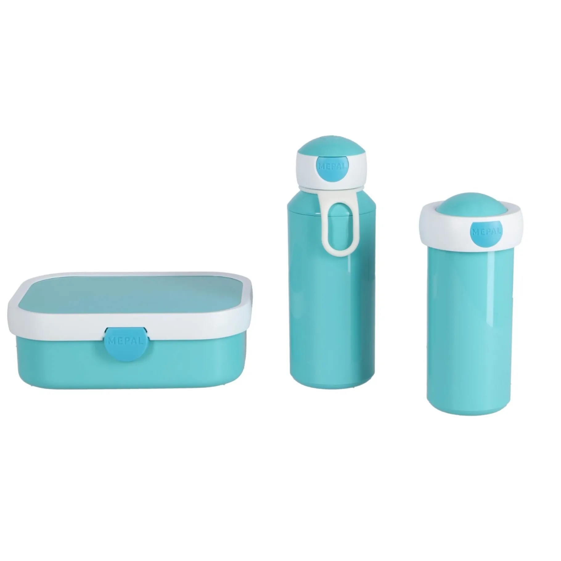 Schoolbekers En Broodtrommels>Mepal Drinkfles Campus Pop-Up Turquoise 400 ml