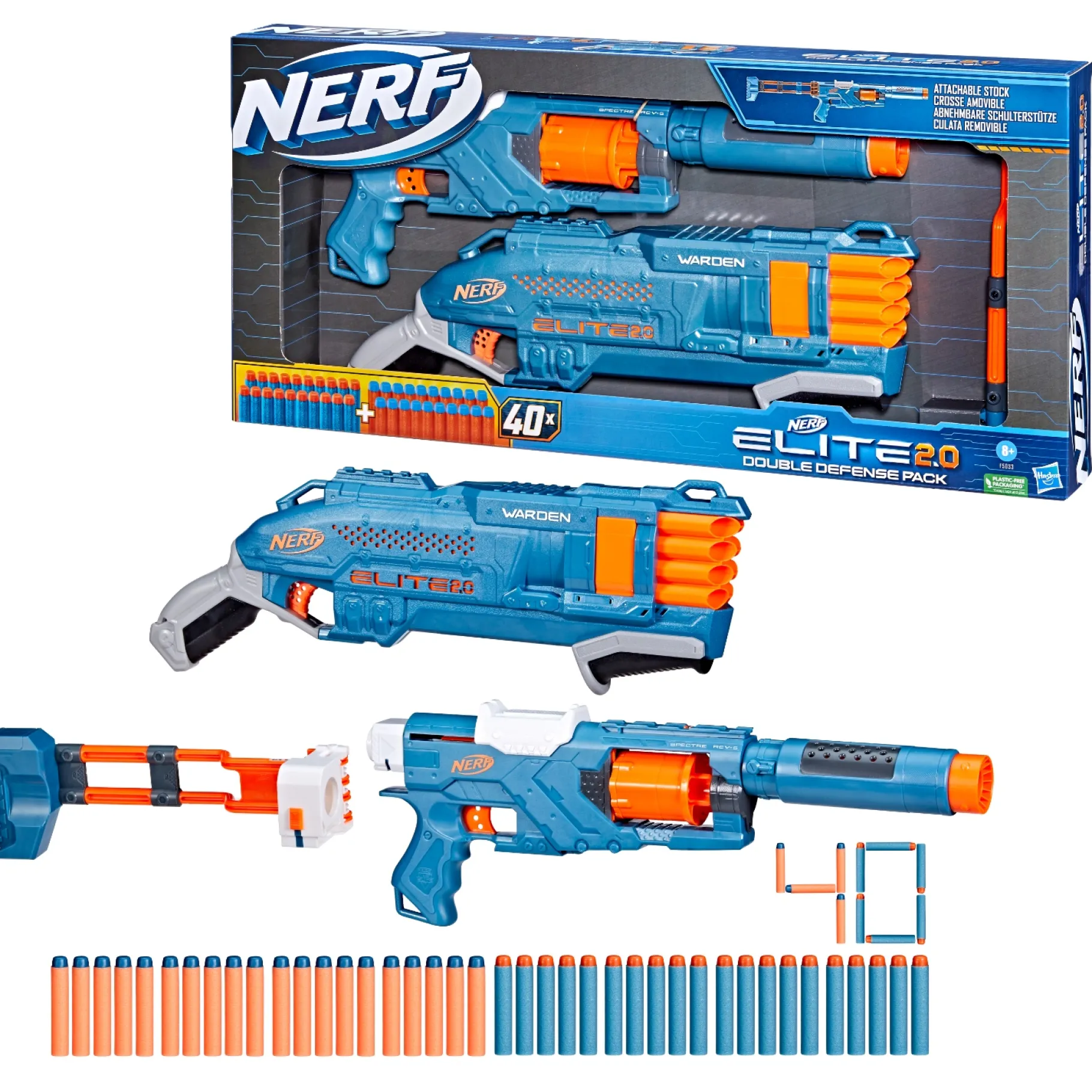 Blasters|Jongens>Hasbro Nerf Elite 2.0 Double Defense Pack