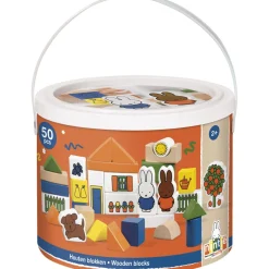 Houten Blokken> Nijn blokkenton hout 50-delig