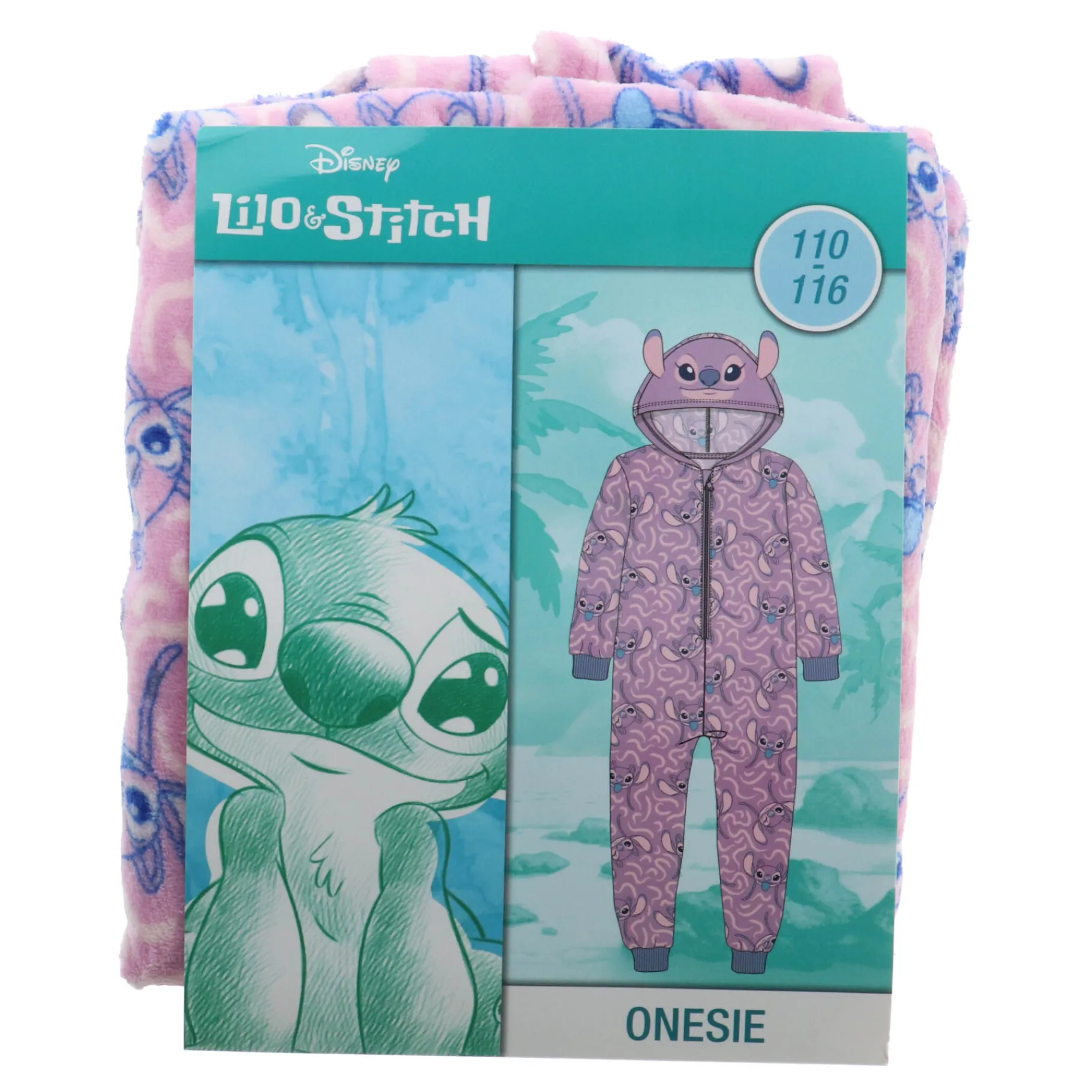 Kinderpyama's> Onesie lilo & stitch roze maat 110-116