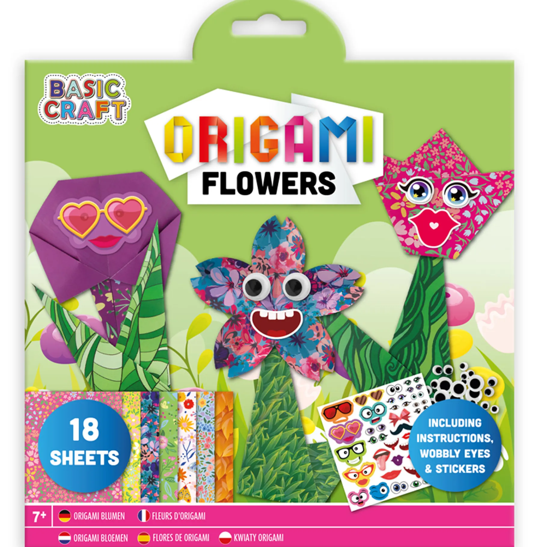 Knutselen> Origami set bloemen/dieren 18st+stickers