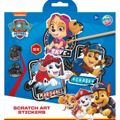 Paraplu's En Tassen|Stickers> Paw Patrol scratch stickers met pen 5 delig