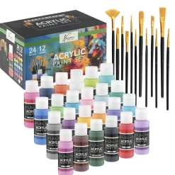 Verven / Schilderen> Plakkaatverf acrylic set compleet 24x59ml+12  kwasten