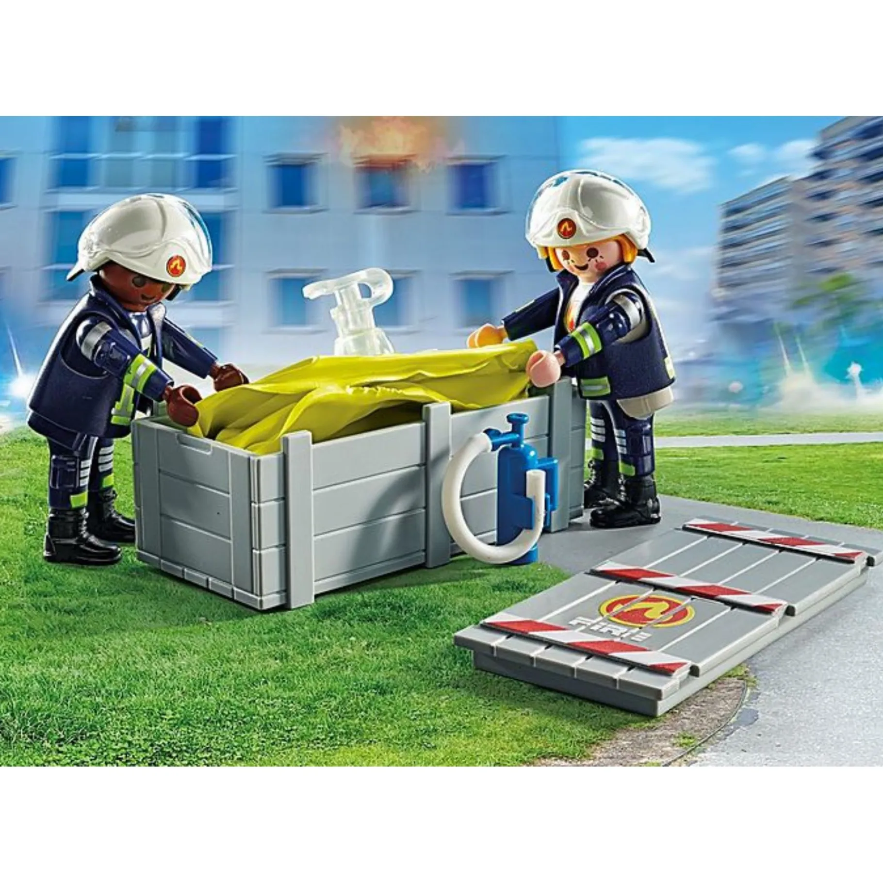 Jongens|Bouwstenen>Playmobil 71465 Action Heroes Brandweerlieden Met Luchtkussens