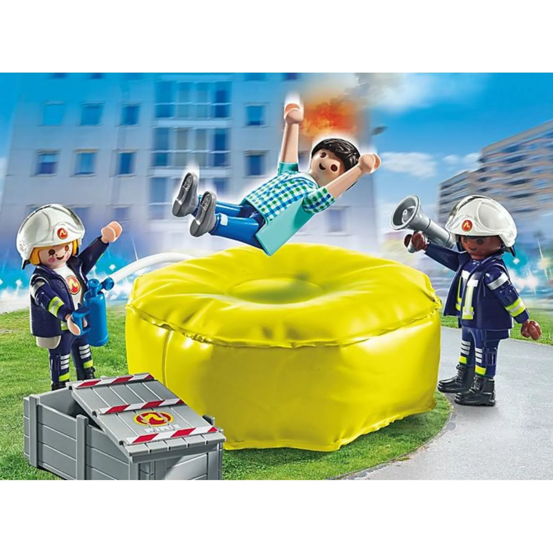 Jongens|Bouwstenen>Playmobil 71465 Action Heroes Brandweerlieden Met Luchtkussens