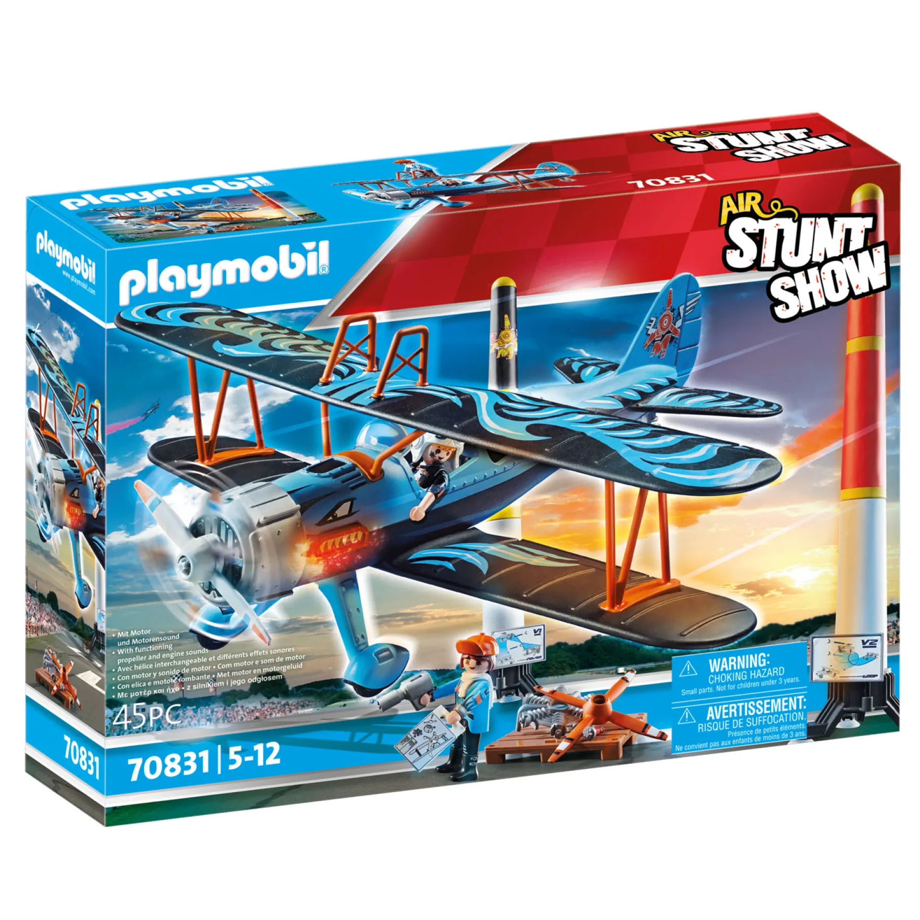 Bouwstenen|Jongens>Playmobil 70831 Air Stuntshow Dubbeldekker