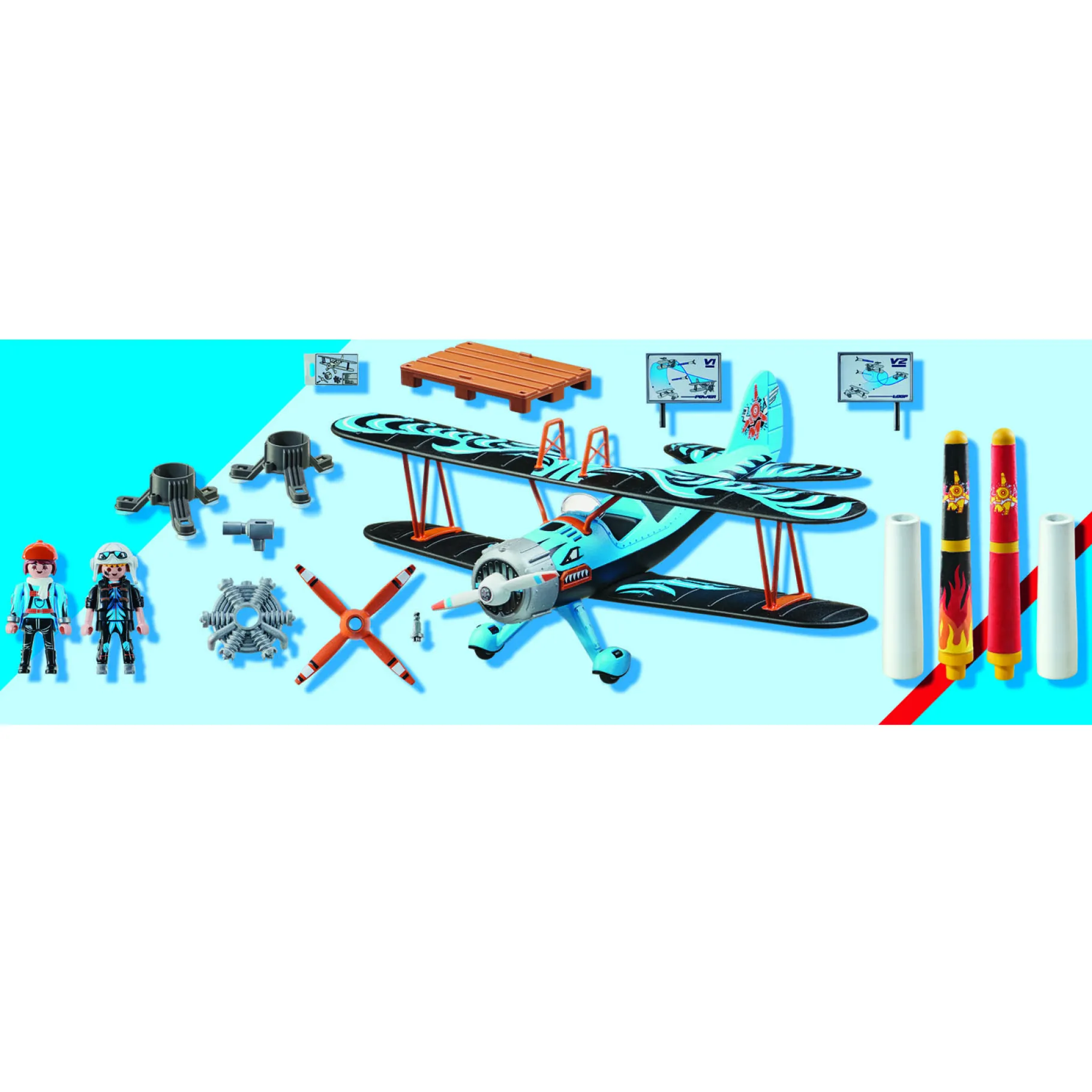 Bouwstenen|Jongens>Playmobil 70831 Air Stuntshow Dubbeldekker