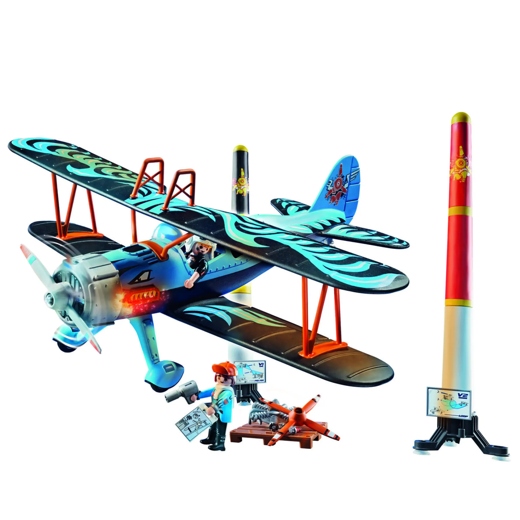 Bouwstenen|Jongens>Playmobil 70831 Air Stuntshow Dubbeldekker