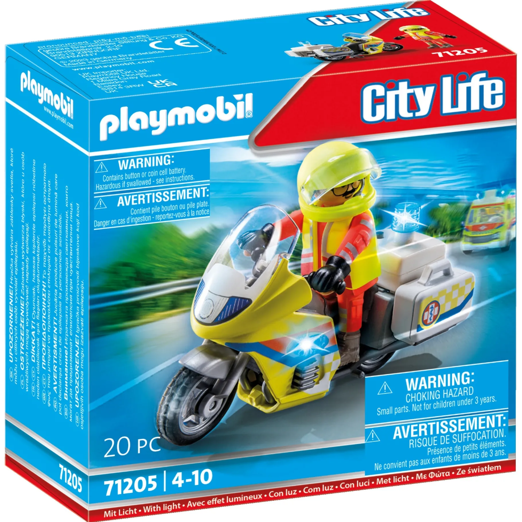 Jongens|Bouwstenen>Playmobil 71205 Noodmotorfiets met Zwaailicht