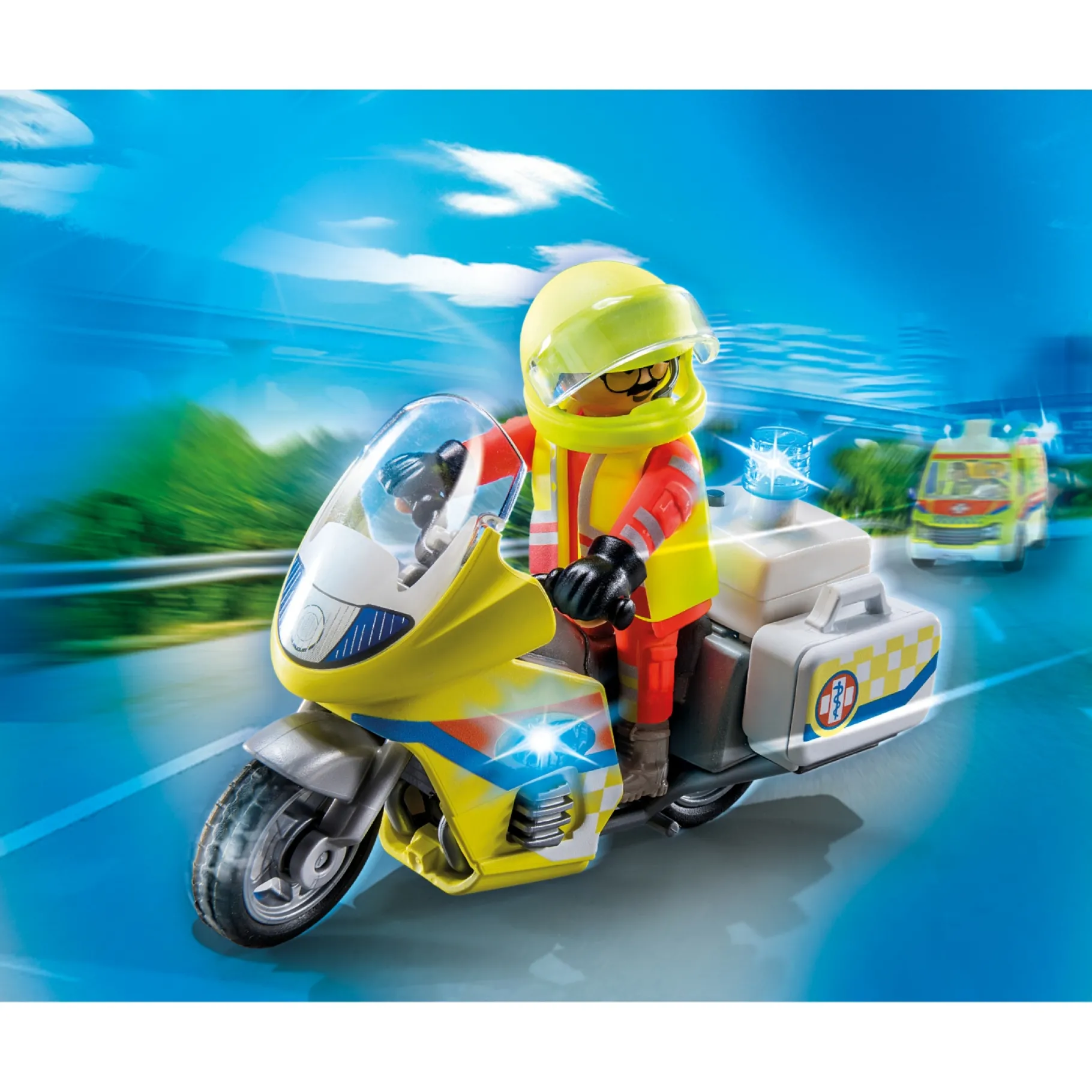 Jongens|Bouwstenen>Playmobil 71205 Noodmotorfiets met Zwaailicht
