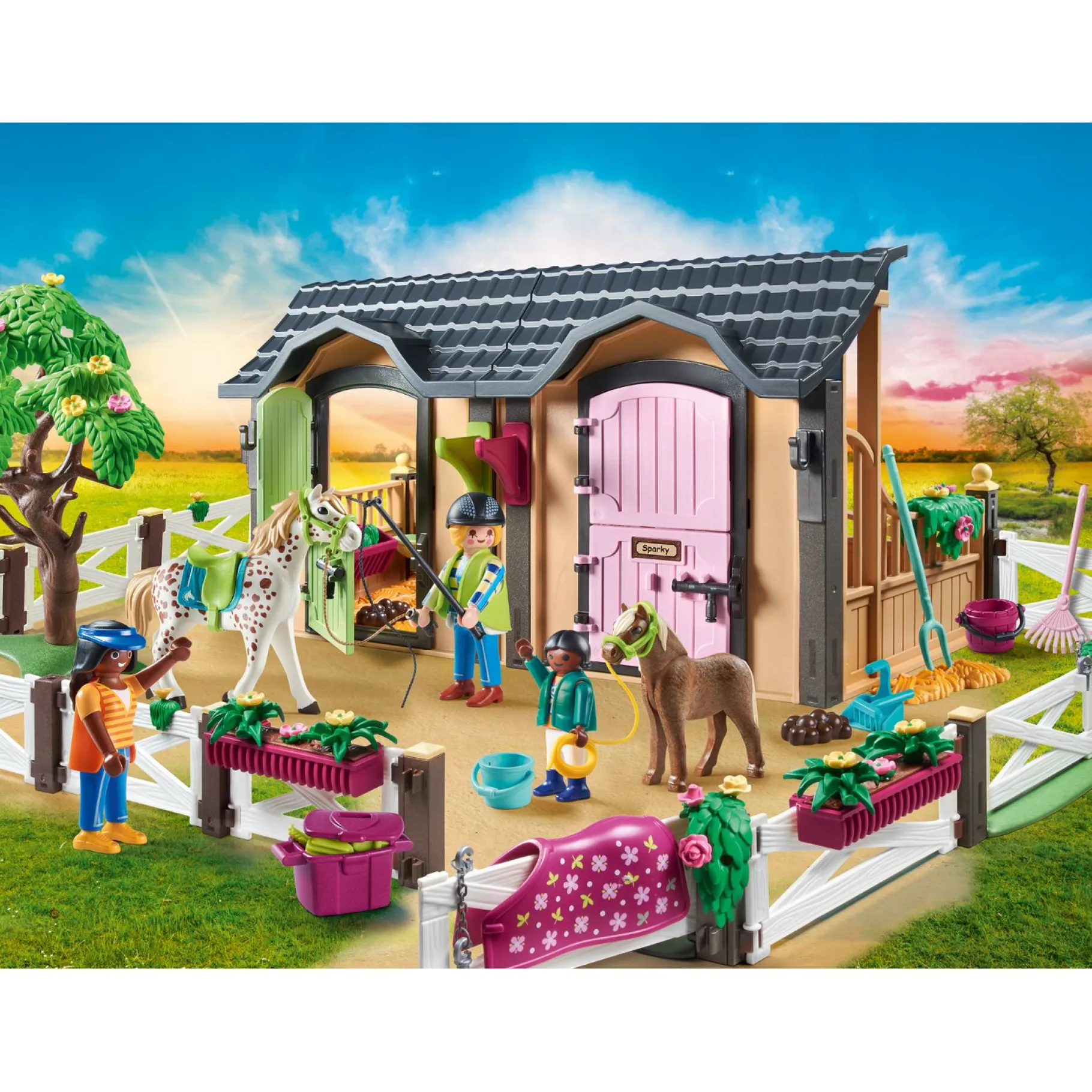 Jongens|Bouwstenen>Playmobil 70995 PROMO Rijlessen Met Paardenboxen