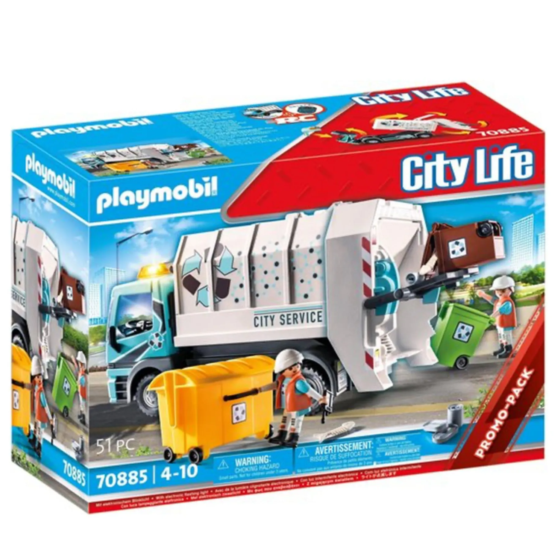 Jongens|Bouwstenen>Playmobil 70885 PROMO Vuilniswagen Met Knipperlicht