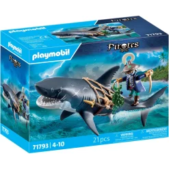 Jongens|Speelsets>Playmobil 71793 reuzenhaai met piraat