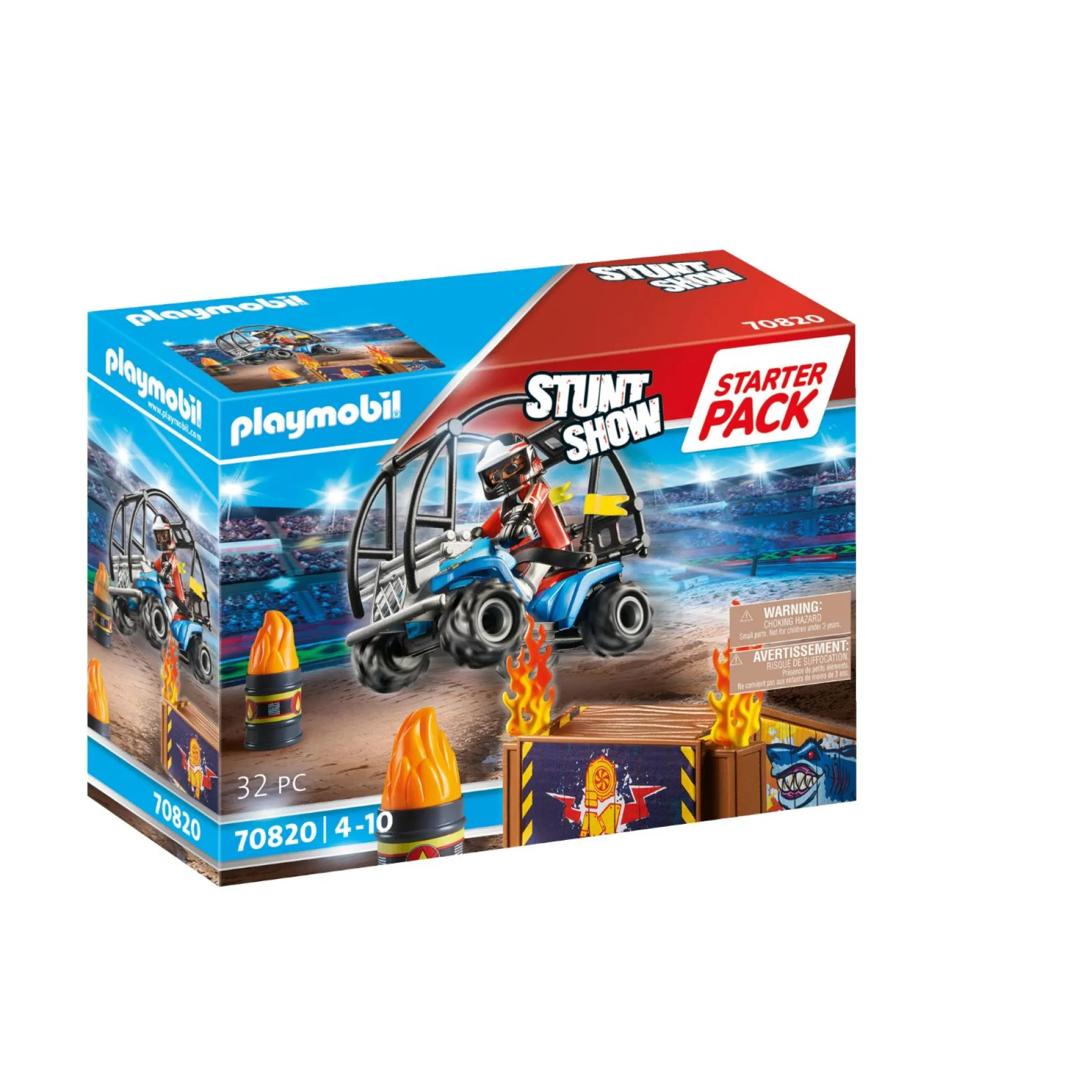 Jongens|Bouwstenen>Playmobil 70820 Starterpack Stuntshow Quad Met Vuurhelling