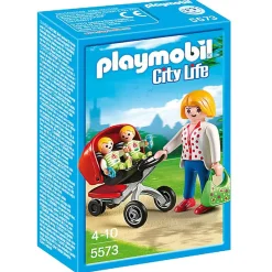 Jongens|Bouwstenen>Playmobil 5573 Tweeling Kinderwagen