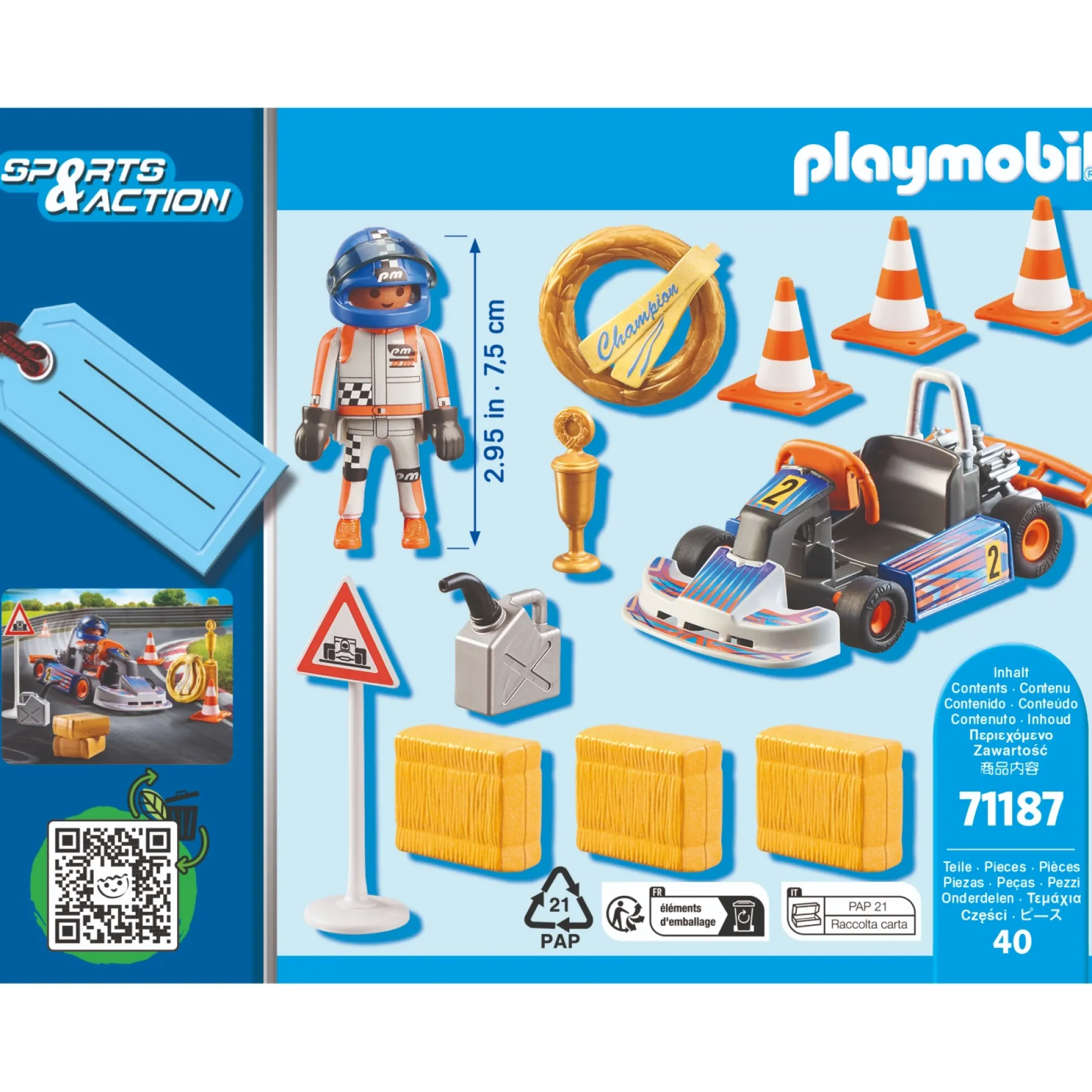 Jongens|Bouwstenen>Playmobil Giftset Sports & Action 71187 Racekart