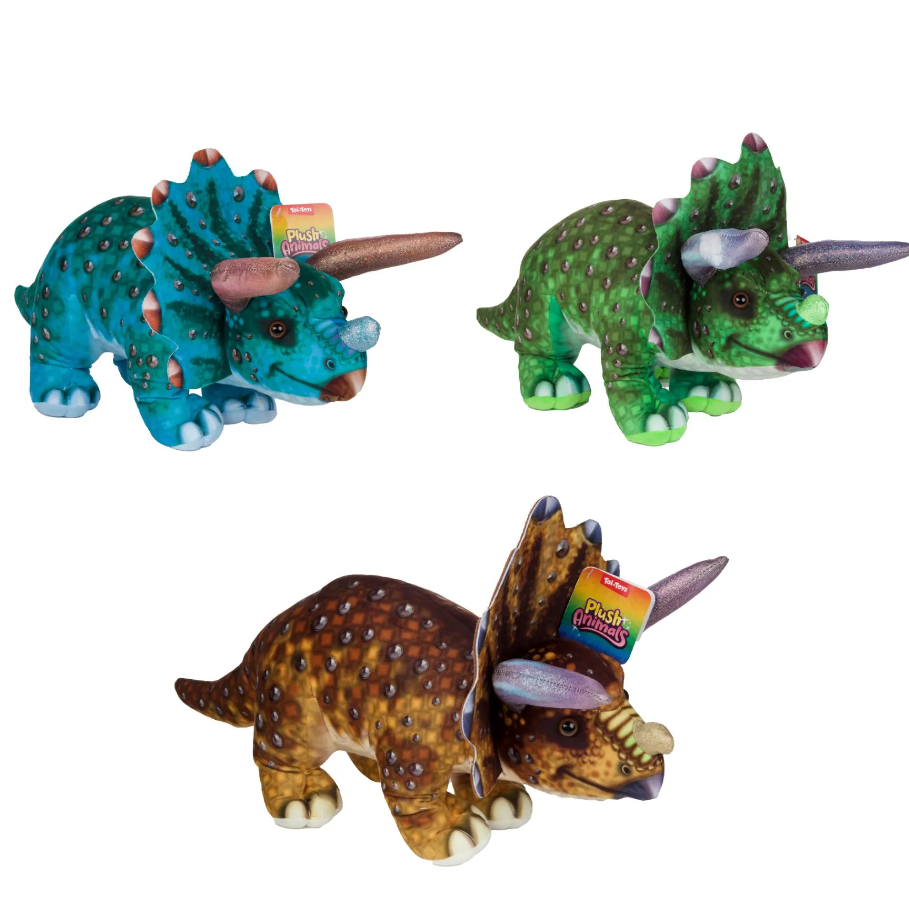 Overige> Pluche dino metal look 40 cm 3 assorti