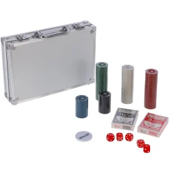 Kaartspellen> Pokerset in koffer 200 delig met 2 decks  speelkaarten en fiches