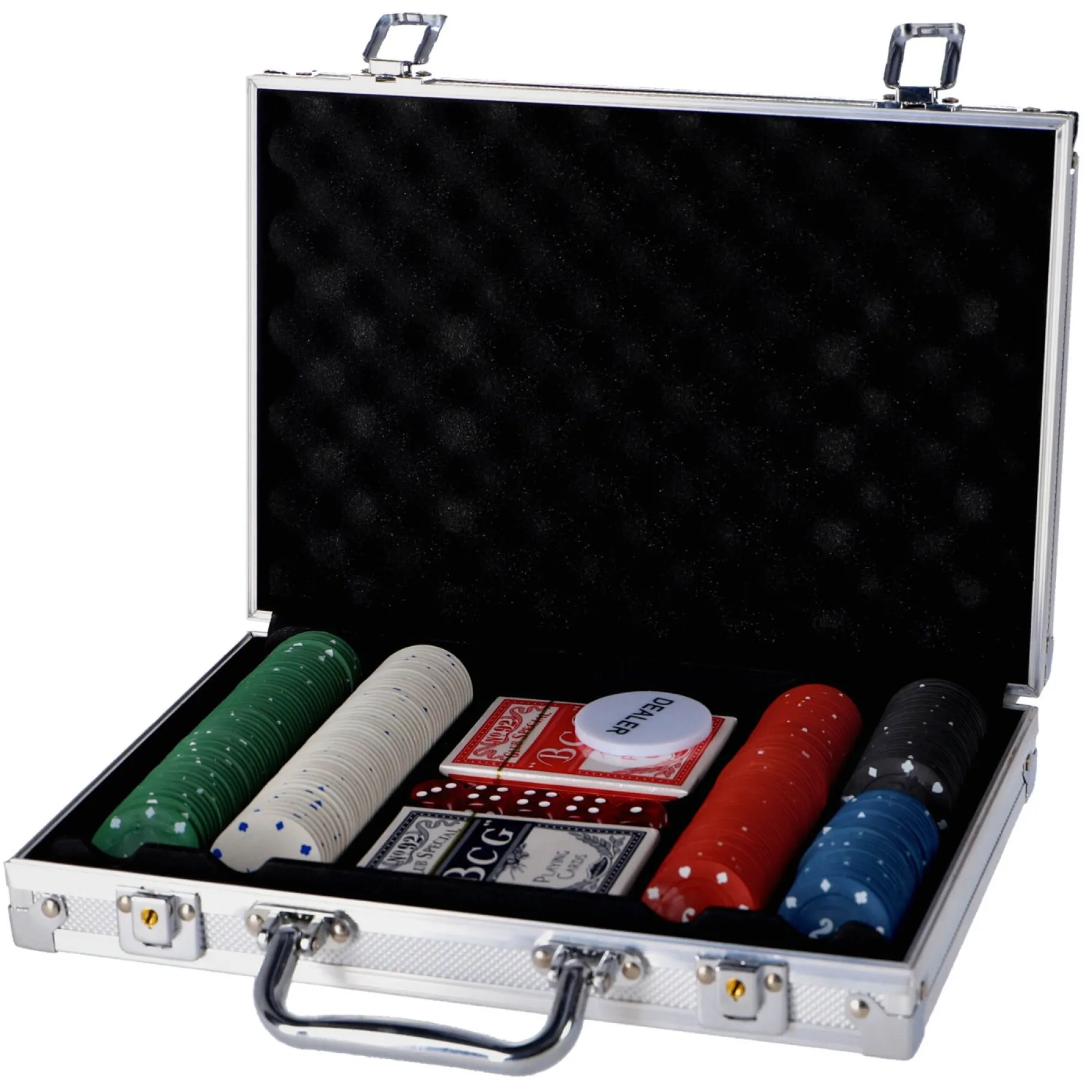 Kaartspellen> Pokerset in koffer 200 delig met 2 decks speelkaarten en fiches