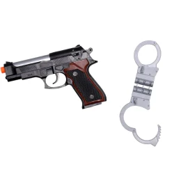 Verkleden|Jongens> Politieset handboeien en pistool met licht en  geluid