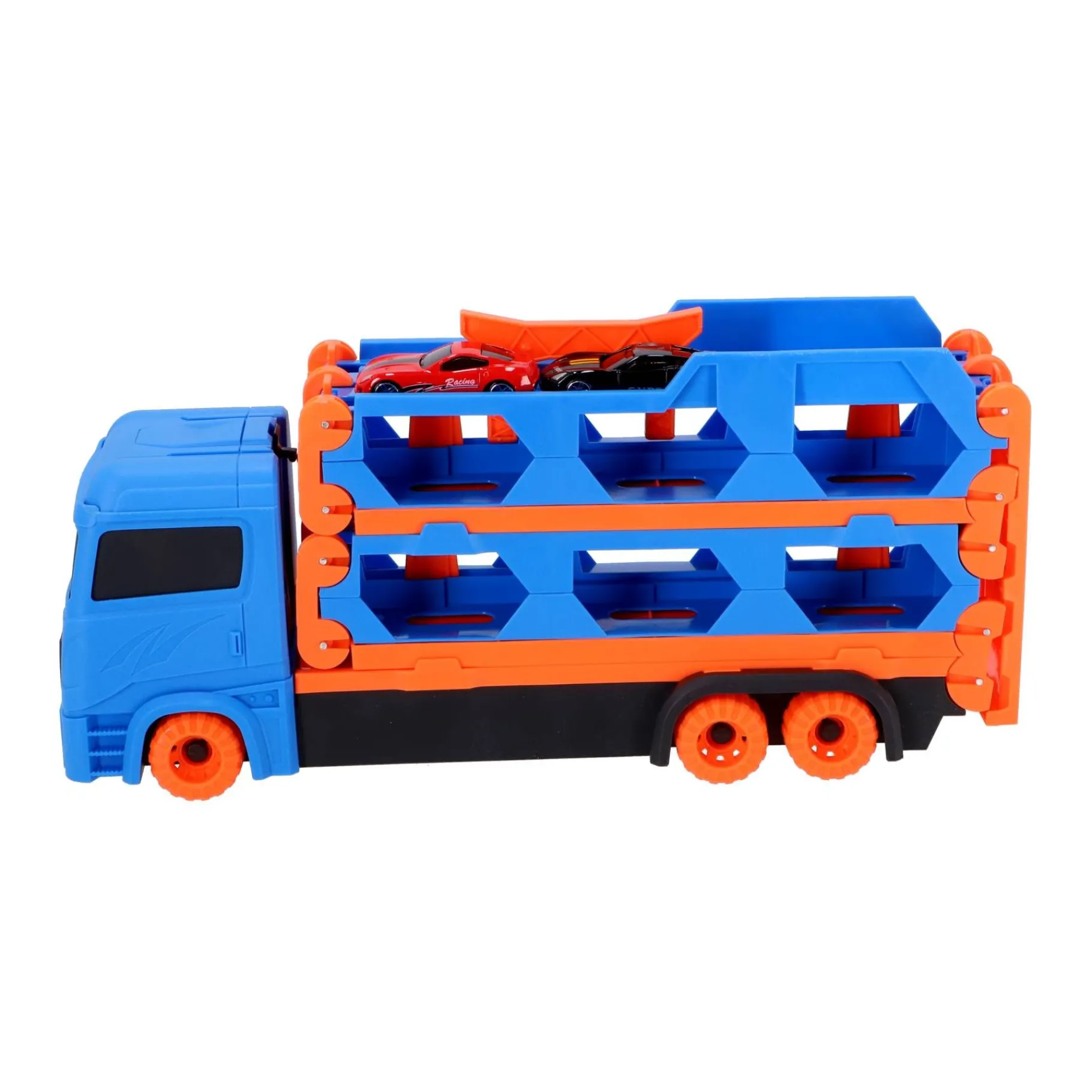 Jongens|Auto's> Pop-up auto transporter met 2 metal auto's