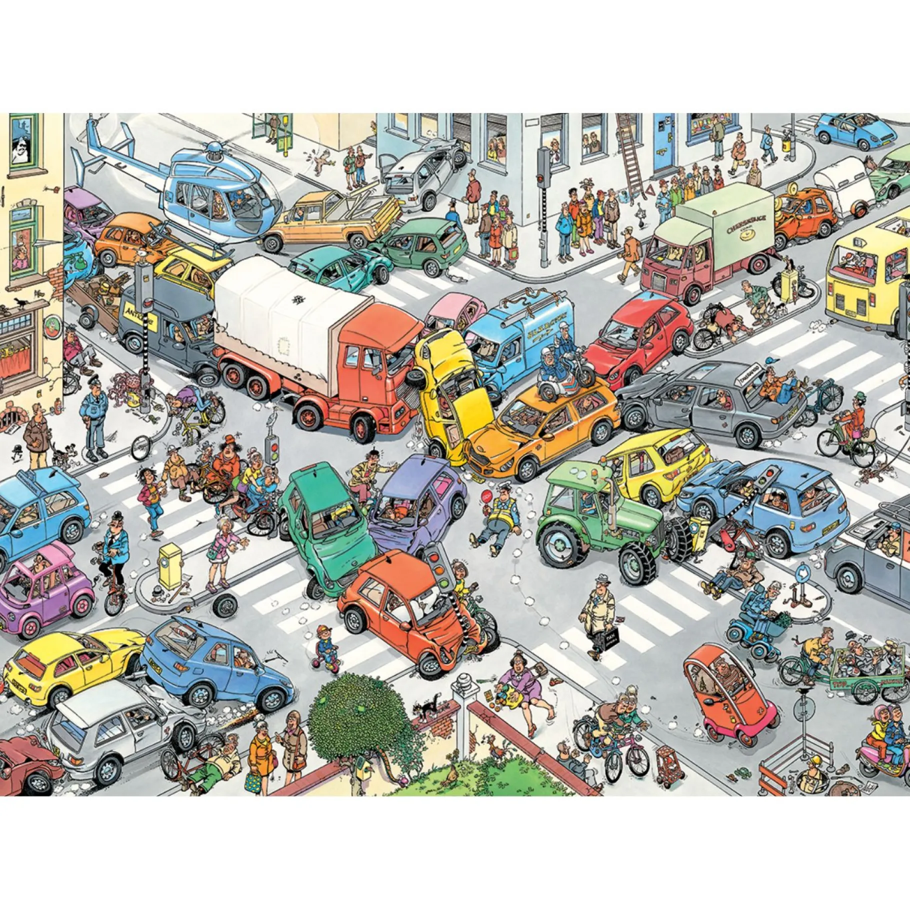 Legpuzzels>Jumbo Puzzel Jan Van Haasteren Verkeerschaos En Ter Land Ter Zee En In De Lucht 2x 1000 Stukjes