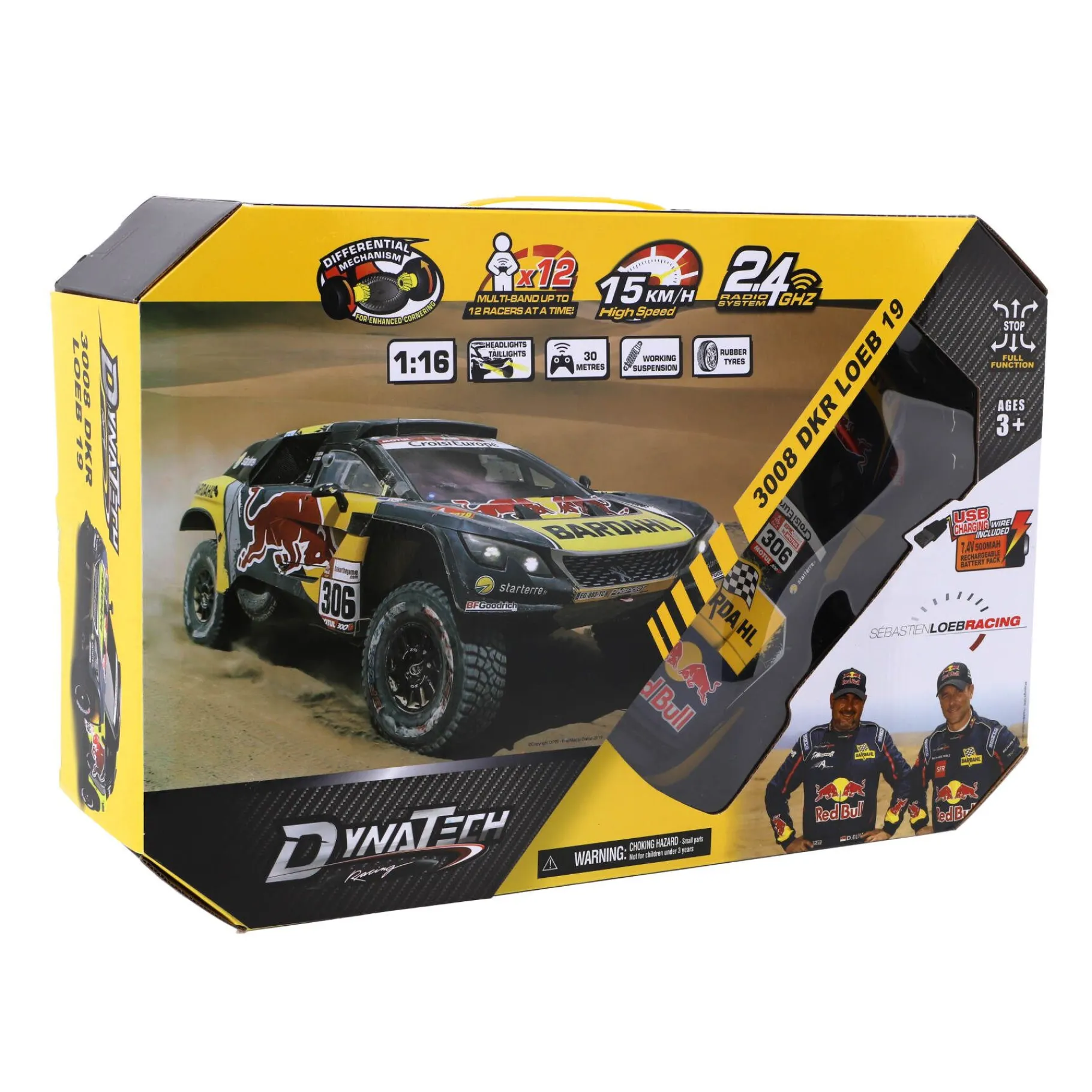 Radiografisch|Jongens>Dynatech Radiografisch bestuurbare auto peugeot 1:16 2.4g 3008 dkr loeb 19