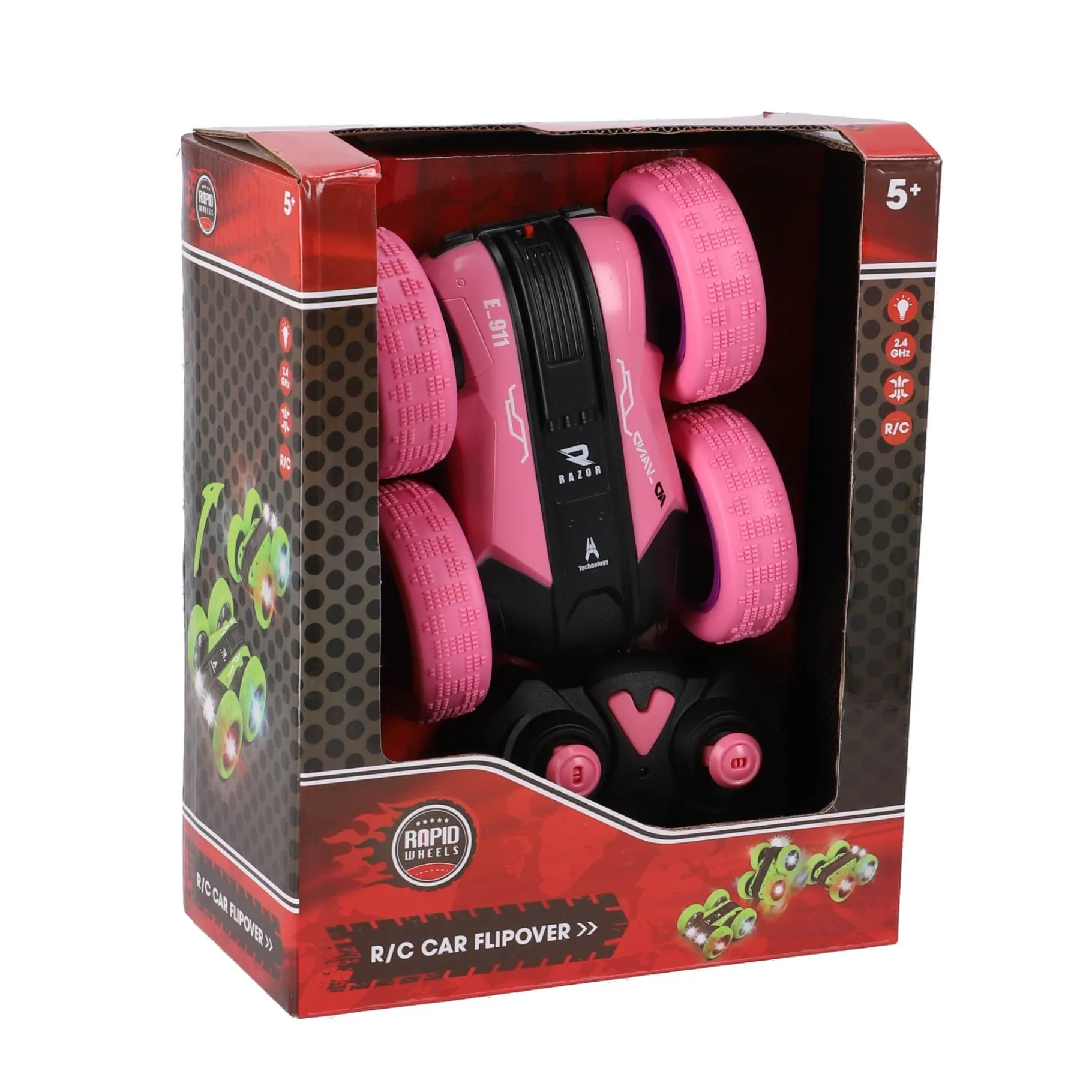 Radiografisch>Rapid Wheels Radiografisch Bestuurbare flipover auto roze