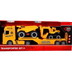 Jongens|Auto's>Rapid Wheels Autotransporter bouwvoertuigen met licht en geluid en frictie