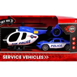 Auto's|Jongens>Rapid Wheels Politievoertuigenset Helicopter En Auto Met Licht En Geluid En Frictie