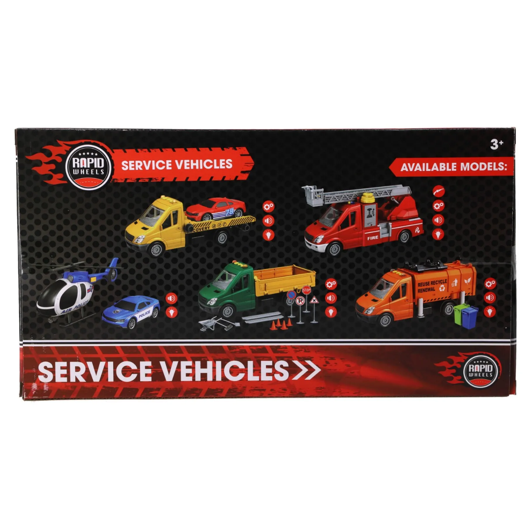 Auto's|Jongens>Rapid Wheels Vuilniswagen Met Licht En Geluid En Frictie