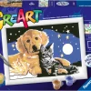 Verven / Schilderen>Ravensburger Creart Schilderen op nummer hond en  poes glitter