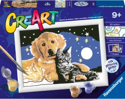 Verven / Schilderen>Ravensburger Creart Schilderen op nummer hond en poes glitter
