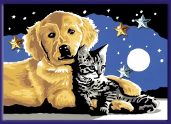 Verven / Schilderen>Ravensburger Creart Schilderen op nummer hond en  poes glitter