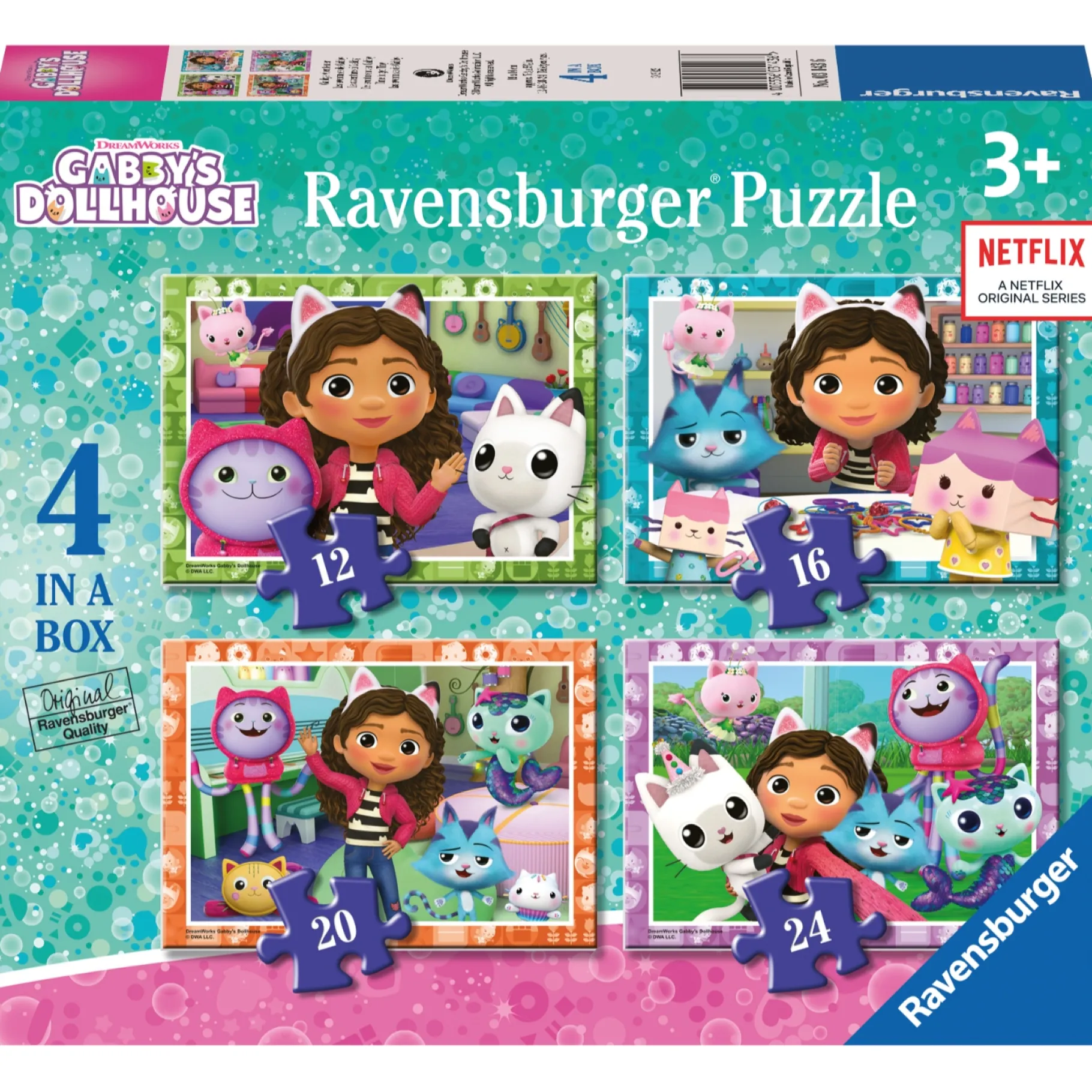 Legpuzzels>Ravensburger Gabby's Dollhouse puzzel 12-16-20-24 stukjes