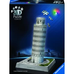 3D Puzzels> Ravensburger Iconics 3D puzzel toren van Pisa met  licht