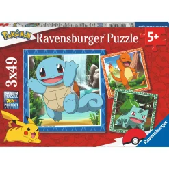 Legpuzzels>Ravensburger Pokémon Puzzel Charmander Squirtle Bulbasaur 3x49 Stukjes
