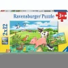 Legpuzzels> Ravensburger puzzel jonge dieren op het platteland 2 x 12 stukjes