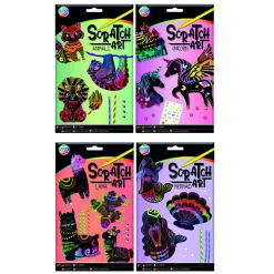 Paraplu's En Tassen|Krasfolie> Scratch art 4 stuks 4 assorti