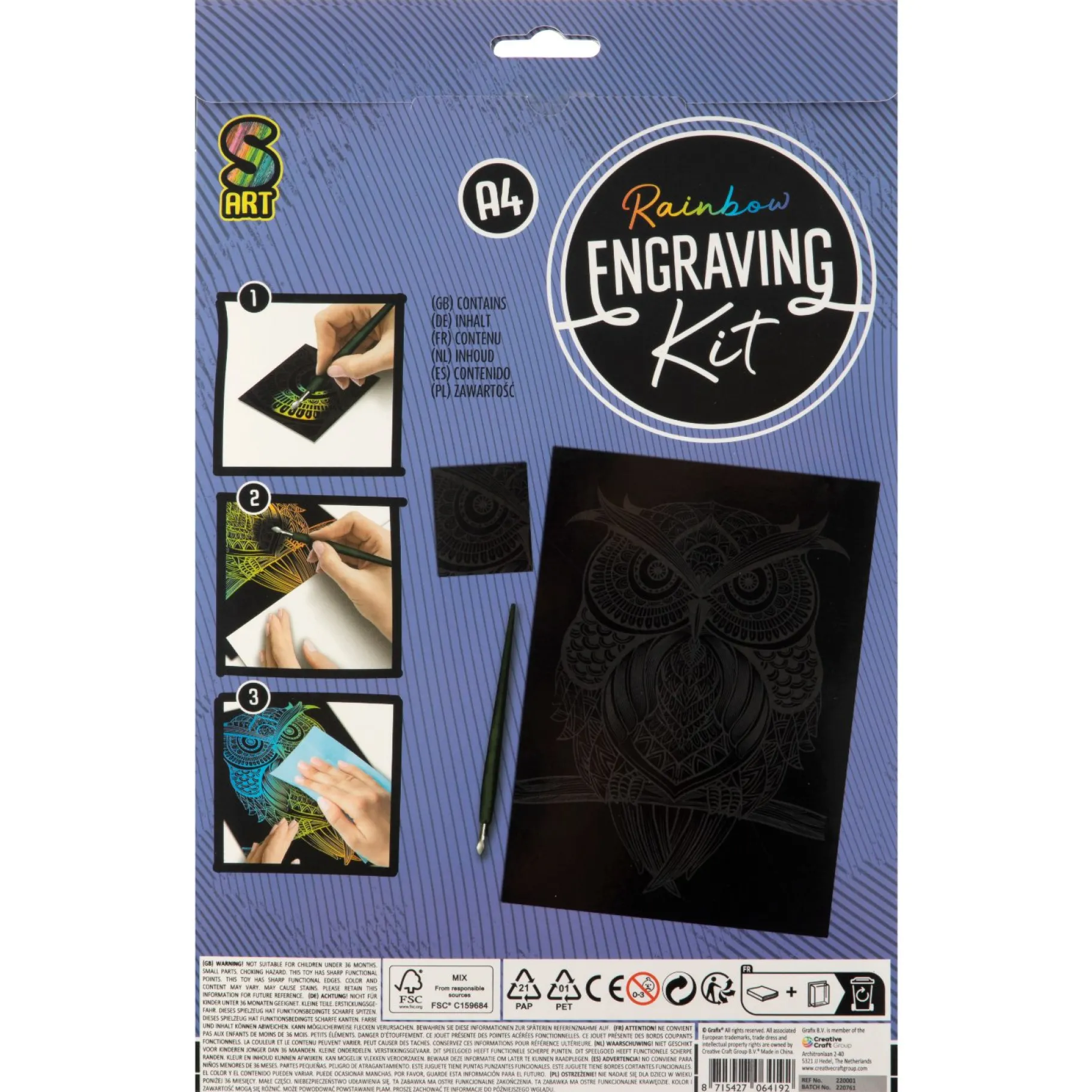 Paraplu's En Tassen|Krasfolie> Scratch art A4 4 assorti