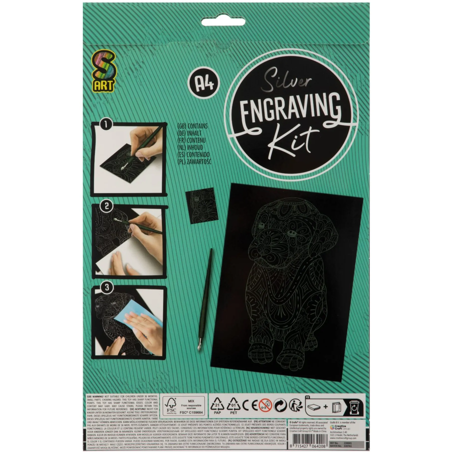 Paraplu's En Tassen|Krasfolie> Scratch art A4 4 assorti
