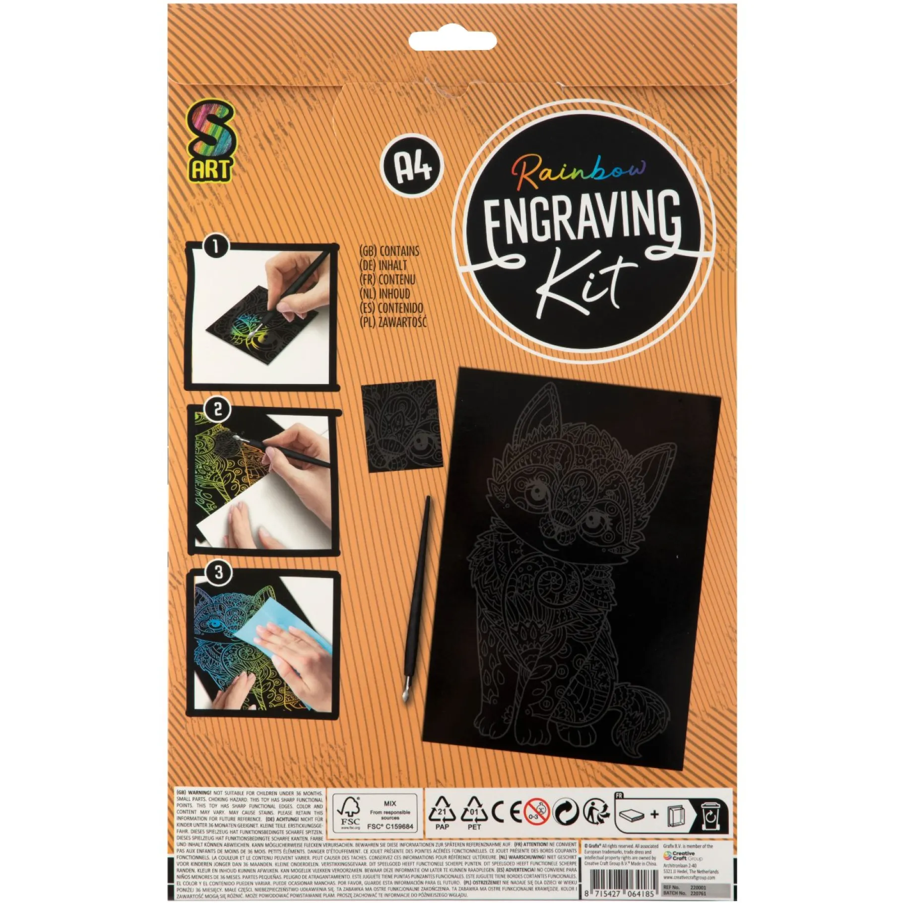 Paraplu's En Tassen|Krasfolie> Scratch art A4 4 assorti